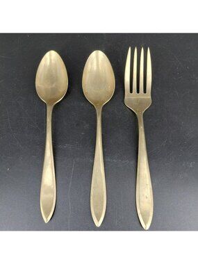 Dirigold Regal Flatware Set 3 Dirilyte Alloy Gold Large Spoon Fork Utensil Serve